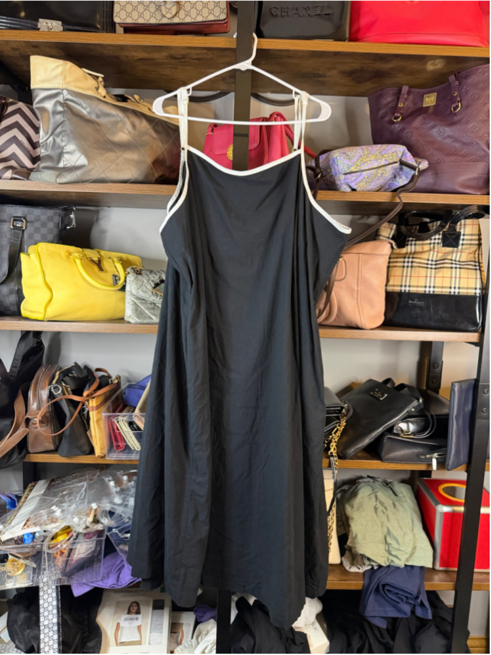 Women's Black and White Sleeveless Dress, Size 3X